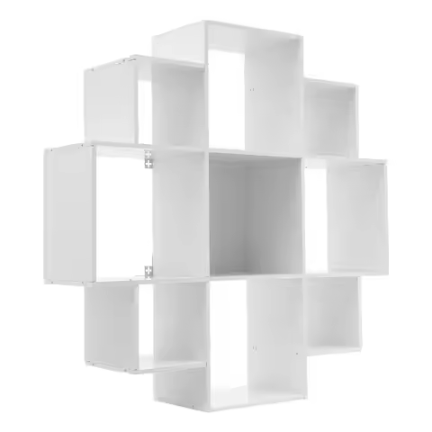 Bookcase Wall Mounted Book Shelf Modern 3-Tier Floating Shelf Bookcase with 9 Compartments, Floating