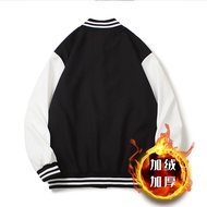 Women Men Couple Baseball Sport Casual Winter Single Breasted Fleece Jacket