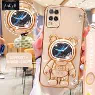 AnDyH Casing For OPPO A54 4G A55 4G A55 5G A53S Phone Case Cute 3D Starry Sky Astronaut Desk Holder with lanyard