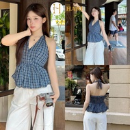Hari camisole with blue checkered squash shape without padding QC 512 P6K4