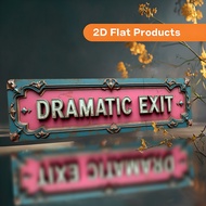 TEMU ป้ายอลูมิเนียมสไตล์วินเทจลายแบน 2D พร้อมข้อความ "DRAMATIC EXIT" ขนาด 10x40 ซม. (3.9x15.7 นิ้ว) 