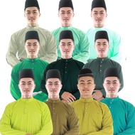 [HIJAU] Baju Melayu Cekak Musang Dewasa/Baju Melayu Traditional Satin Pearl Skin Emerald Dusty Green Mint Sage Green