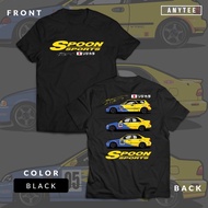 Honda Civic Spoon SportsEG EK ESI JDM Japan Car Automotive T Shirt ANYTEEเสื้อยืดพิมพ์ลายรถสีดำเรียบง่ายดูดีS-5XL