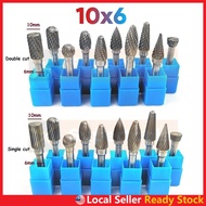 10x6mm Tungsten Carbide Burr 6mm Single Cut Double Cut Rotary Porting Tool Mata Porting Mata Korek