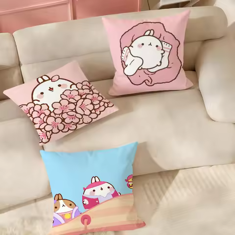 Cartoon Cute M-molang-s Pillow Case Suitable For Bedrooms Living Rooms Cars Home Decoration