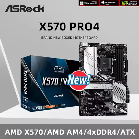 ASRock Brand New X570 PRO4 Motherboard Support 5600G 5700X3D 5800X3D CPU DDR4 4666MHz M.2 HDMI X570 