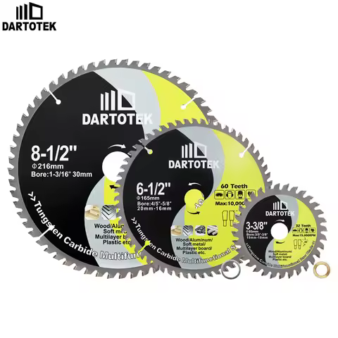 DARTOTEK 1Pc Dia 85/165/216mm TCT Hard alloy Cutting Disc Circular Saw Blade For Cutting Wood Alumin