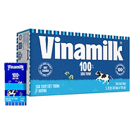 Thùng 48 Hộp Sữa Tươi Tiệt Trùng Vinamilk 100% Ít Đường  (110ml / Hộp)