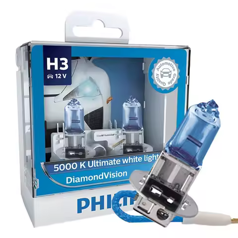 Philips Diamond Vision H3 12V 55W PK22s 12336DVS2 5000K Cool White Light Car Halogen Headlight Hi/lo