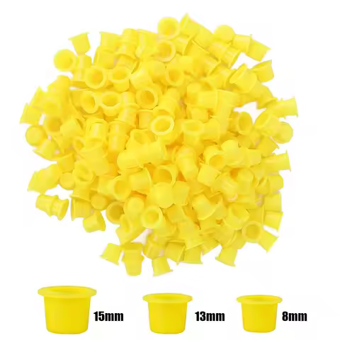 1000/500/100PCS Disposable Yellow Tattoo Ink Cups Pigment Holder Container Caps Permanent Makeup Too