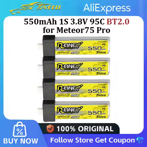 Tattu 1S 550mAh 95C 3.8V Lipo Battery with BT 2.0 Plug for Betafpv Meteor75 Pro/Air75