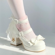 New Lolita Shoes Sweet Bow Mary Jane Cherry Blossom Lolita High Heels Lolita