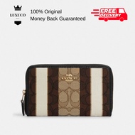 [Luxuco] Coach Medium ID Zip Women Long Wallet In Signature Jacquard With Stripes C8419