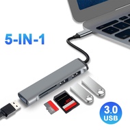 HCZ03 Komputer Jenis-C 5-dalam-1 Stesen Dok Pembaca Kad SD/TF Pembahagi Hab USB 3.0