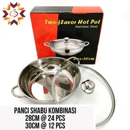 Shabu Shabu Pan/ 2-Section Pan/ Glass Lid Shabu Pan/ 2 Ear Pan 30CM
