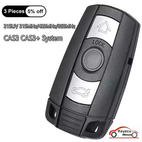 KEYECU 3 Buttons 315LP 315MHz 433MHz 868MHz for BMW 1/3/5/7 Series X5 X6 Z4 E60 E61 E70 E71 E87 E90 