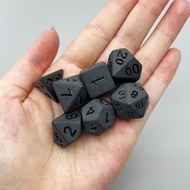 Polyhedral Carbon Black Dice Set 7-Piece D4 D6 D8 D10 D10% D12 D20  for DND RPG Table Board Roll Pla