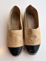 Chanel 雙色 espadrilles 女鞋 草編鞋 漁夫鞋
