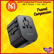 【1YrWarranty】Mcdodo 20W PD QC Dual USB+ C Type AC Plug Socket 20W Power Universal Travel Adapter for