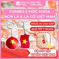 Combo of 2 Vietnamese keychains, conical hat keychain + Vietnamese flag hanging Patrioticbag, meanin
