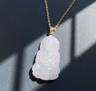 冰種翡翠觀音菩薩項鍊 18K金墜頭 | 天然緬甸玉翡翠A貨 | 送禮