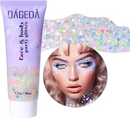 DAGEDA Rainbow Body Glitter Gel, Face Glitter for Pride Day Makeup Sequins Shimmer Eyeshadow, Chunky
