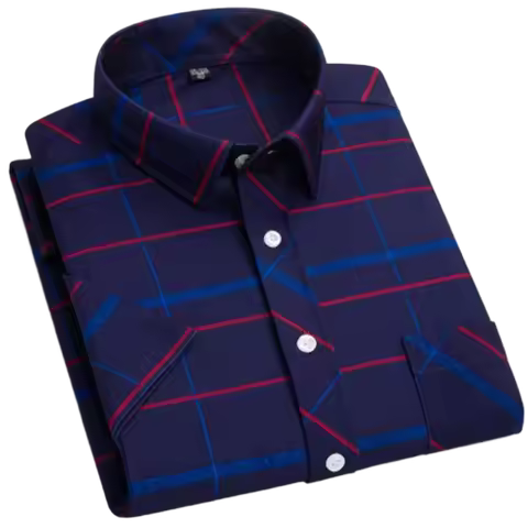 6XL 7XL 8XLCotton 100% Mens Dress Shirts Short Sleeve Summer Plaid Large Man High Quality Shirt For