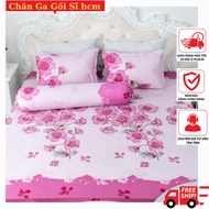Ga trải giường bo chun 1m2x2m chất cotton polymẫu đào hồng kute-changagoisihcm