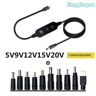 RR Type C to DC5521 Adapter Cable with Multiple Connectors Option Adjustable Voltag