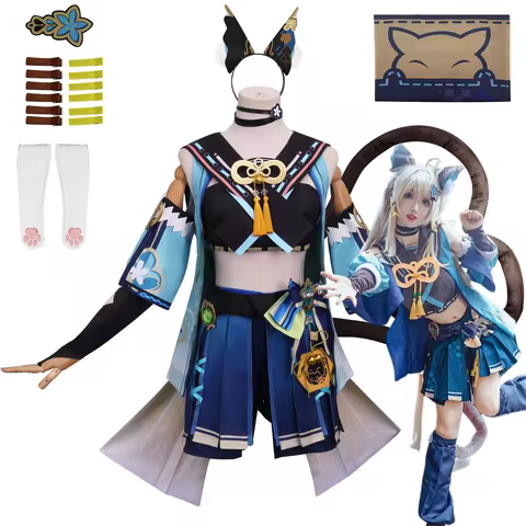 Kirara Cosplay Costume Genshin Impact Kirara Costume Kirara Ears Tails Suit Women Wig Game Halloween