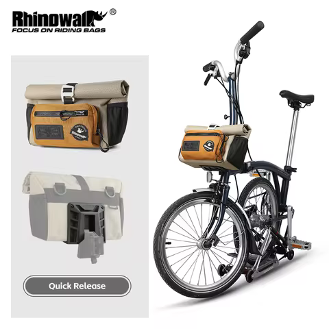 Rhinowalk Bike Handlebar Bag 4L Quick Release For Brompton Folding Bike Front Tube Basket Bag With M