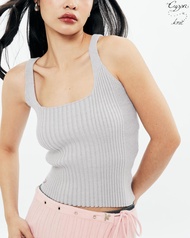 CUPPA - WAFER Basic Knit Top (3 สี) เสื้อกล้ามไหมพรม ลายทอ Rib 3 ระดับ เก็บทรง มีกระดุมซ่อนด้านหลัง