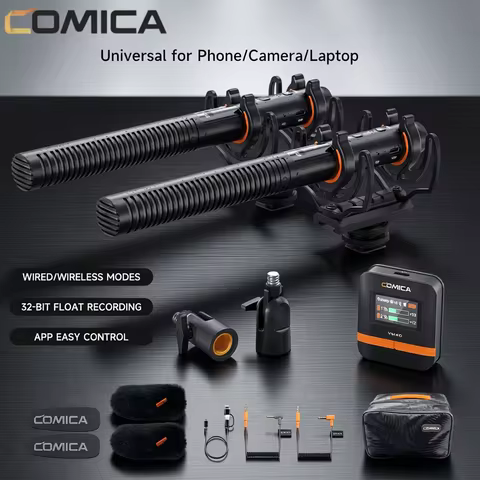 Comica VM40 2.4G Super Cardioid Dual-Channel Wireless Shotgun Microphone,Wired and Wireless dual mod
