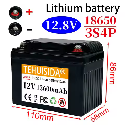18650 battery 12V 13600mAh rechargeable lithium battery pack 3S4P with BMS suitable for emergency li