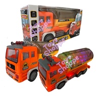 Oil Tank Lorry Tanker Bomba Truck 4D Flash Light Music Auto Rotation Vehicle Playset mixer Lori Miny