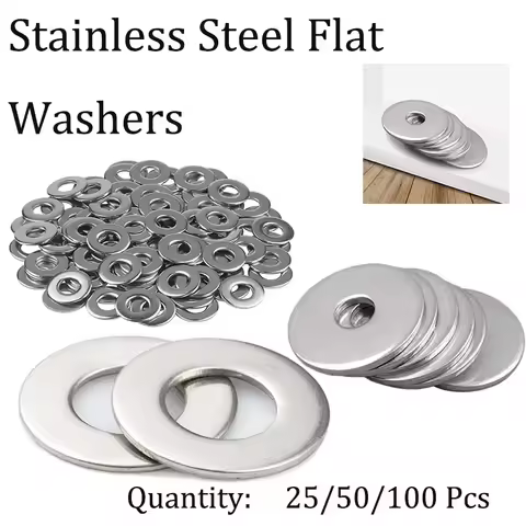 25-100PCS 304 Flat Washer M2 M2.5 M3 M4 M5 M6 304 Stainlesss Steel Washers Plain Washer Gaskets Spac