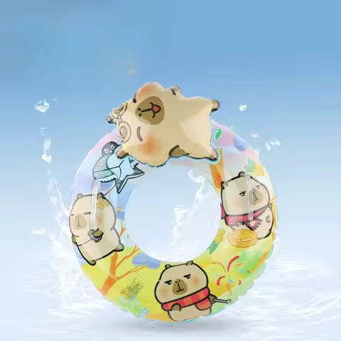 2025 Cute Capybara - themed Kids' Swim Ring - Thickened Inflatable Lifebuoy with Anti - tip Design, 