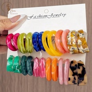 Colorful Resin Hoop Earrings Set for Women – Statement Acrylic Hoops, Trendy Fashion Jewelry Stateme