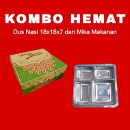 100 Pcs 18x18x7 Rice Boxes and 4-Section Mica||Motif RICE CARDBOARD||Food Mica||