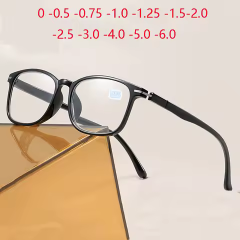0 -0.5 -1.0 To -6.0 Women Men Square Myopia Glasses Finished Comfortable TR90 Student Prescription G