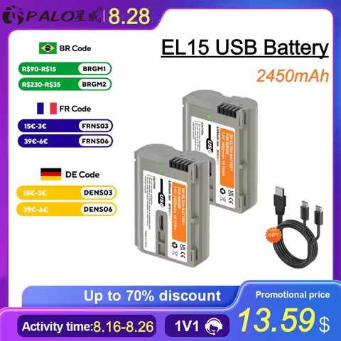 2450mAh En El15 EN-EL15C for Nikon Battery USB En-El15 Type C EN-EL15A EN-EL15B Camera Battery for D