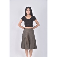 (((XL) 8happy Pleated Brown Skirt Second-Hand Clothes