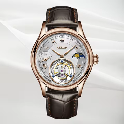 Aesop Luxury Tourbillon Men's Automatic Mechanical Watch Sapphire Glass 50M Waterproof Stainless Ste
