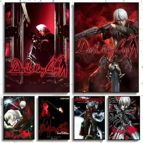Game Devil May Cry Poster Stickers Painting Self-Adhesive Wall Decals for Room Home HD Decor Gift