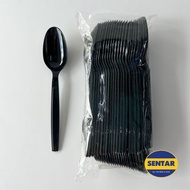 Party Spoon Disposable 178 Black Plastic Spoon Disposable Spoon (50 Pcs)