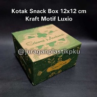 HIJAU (100 PCS) Snack Box 12x12 | 12x14 cm Luxio Motif Green Kraft Paper Cake Box