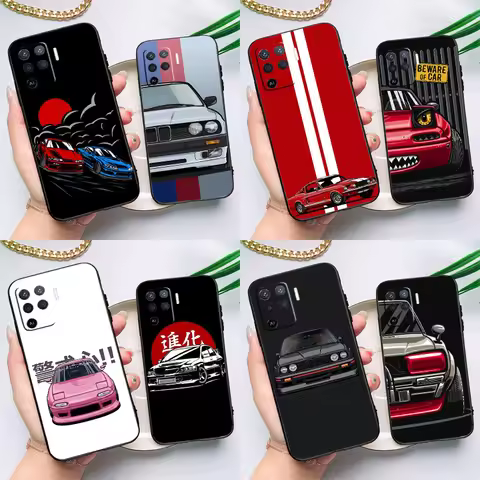 Japan JDM Sports Car Case For OPPO Find X5 X3 Lite Pro A15 A16 A52 A72 A5 A9 A31 A53 A83 A93 A54 A74