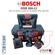 BOSCH GSB 180-LI + 41 PCS ACCESSORIES SET in Bosch Tool Box PRO