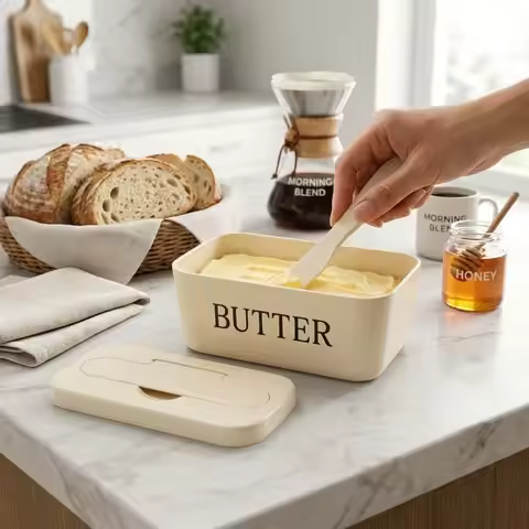 400ml Butter Dish With Lid And Butter Knife Kitchen Storage Container Butter Keeper For Countertop R