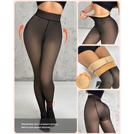 Fleece-Lined Sheer Tights | Thick Linen for Winter Warmth